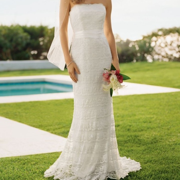 Galina Allover Beaded Lace Sheath Gown - Picture 1 of 6
